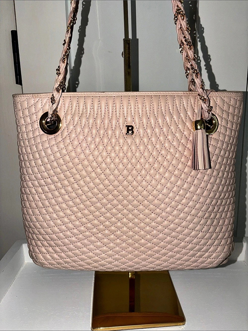 BALLY Quilted Shoulder Bag Light Pink